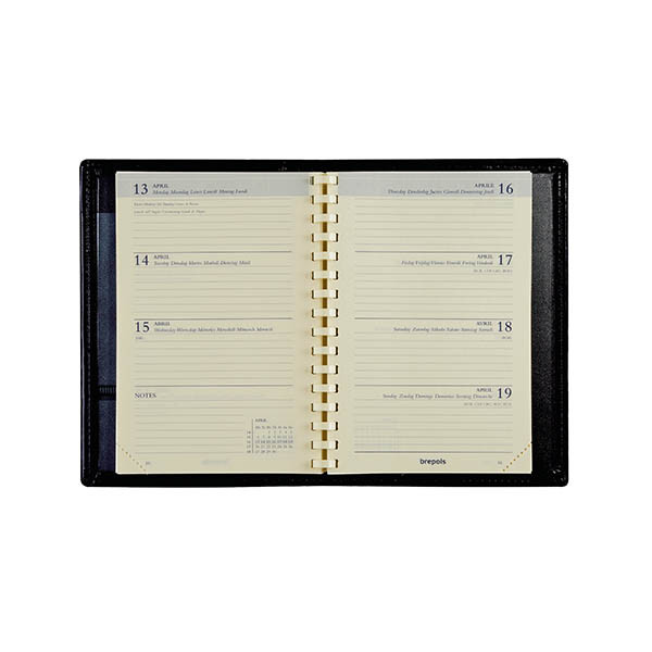 Brepols Delta Palermo agenda hebdomadaire 2027 (1 semaine par 2 pages) 6 langues - noir 440331 - 2