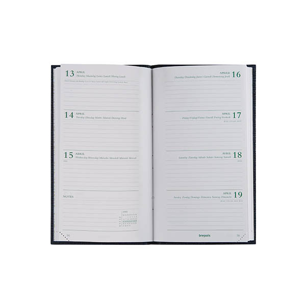 Brepols Ecorama Kazar agenda hebdomadaire 2027 (1 semaine par 2 pages) 6 langues - bleu foncé 440308 - 2