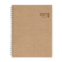 Brepols Ecotiming Kazar 2027 agenda semainier à spirale avec horaires (1 semaine sur 2 pages) 6 langues - beige 440357