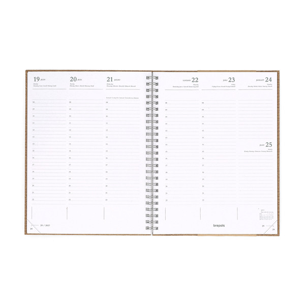 Brepols Ecotiming Kazar 2027 agenda semainier à spirale avec horaires (1 semaine sur 2 pages) 6 langues - beige 440357 - 2