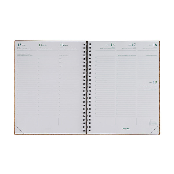 Brepols Ecotiming Kazar 2027 agenda semainier à spirale avec horaires (1 semaine sur 2 pages) 6 langues - bleu foncé 440358 - 2