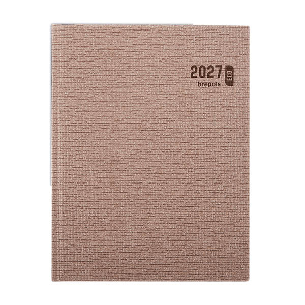 Brepols Ecotiming Kazar agenda hebdomadaire format horaire 2027 (1 semaine par 2 pages) 6 langues - beige 440305 - 1
