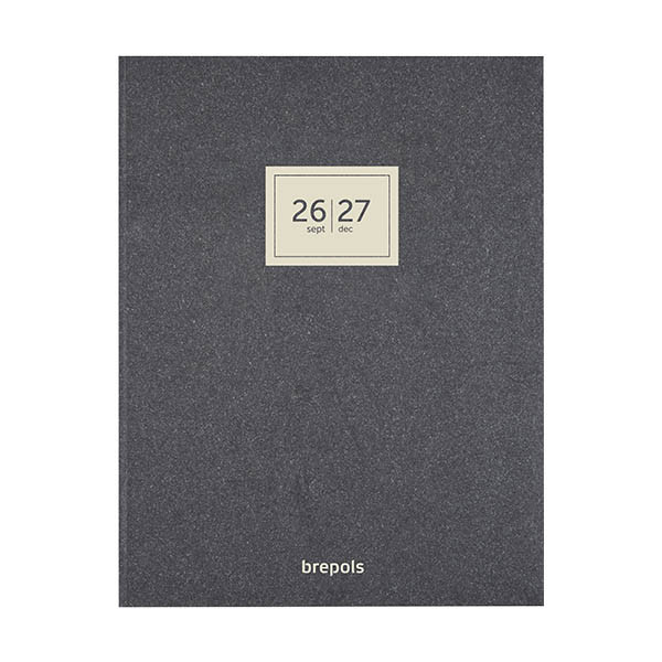 Brepols Essenz 16 mois agenda semainier avec répartition par heure 2026-2027 (1 semaine par 2 pages) 4 langues - anthracite 440176 - 1