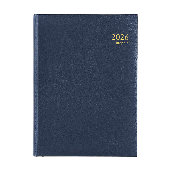 Brepols Euro Lima agenda journalier 2026 avec répartition par heure (1 jour par page) 6 langues - bleu 262430 - 1