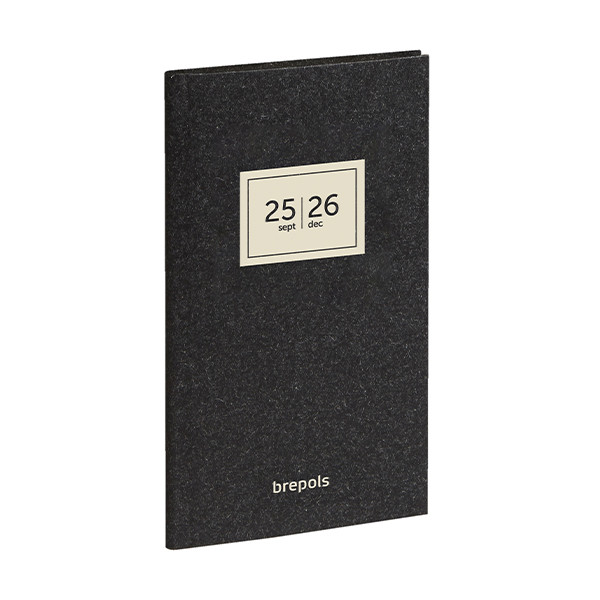 Brepols Interplan Essenz agenda semainier 16 mois 2025-2026 (1 semaine sur 2 pages) 6 langues - anthracite 262396 - 1