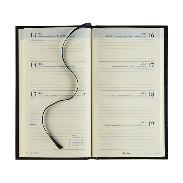 Brepols Interplan Essenz agenda semainier 16 mois 2025-2026 (1 semaine sur 2 pages) 6 langues - anthracite 262396 - 2