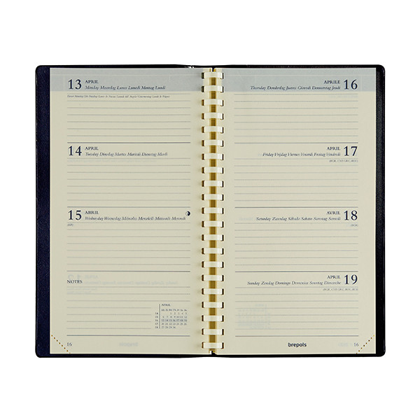 Brepols Interplan Genova agenda semainier 2026 (1 semaine sur 2 pages) 6 langues - noir 262421 - 2