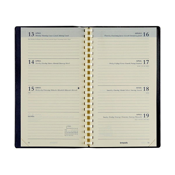 Brepols Interplan Palermo agenda semainier 2026 (1 semaine sur 2 pages) 6 langues - marron 262495 - 2