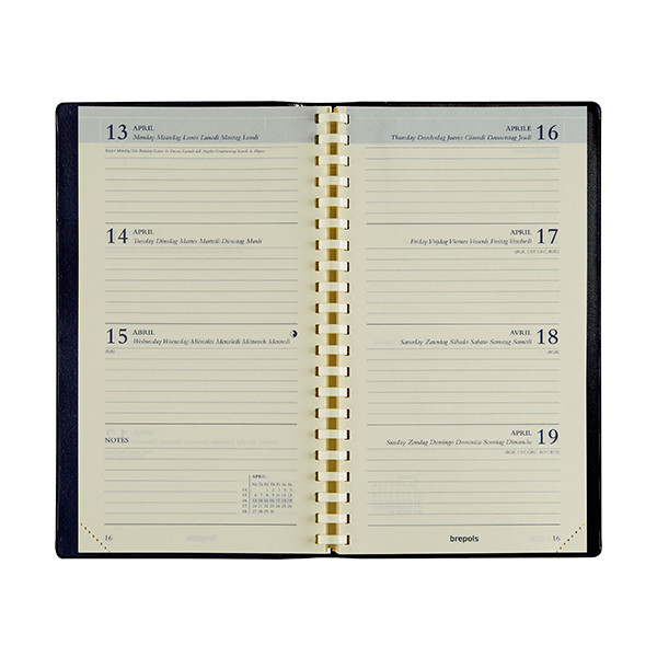 Brepols Interplan Palermo agenda semainier 2026 (1 semaine sur 2 pages) 6 langues - noir 262494 - 2