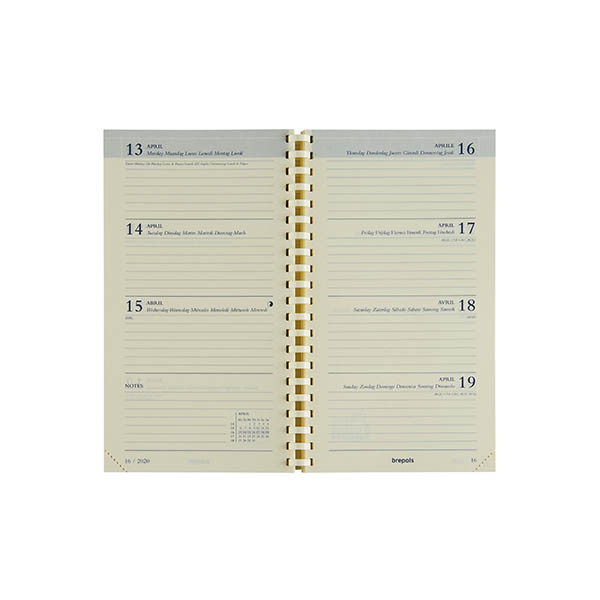 Brepols Interplan recharge pour agenda semainier 16 mois 2026-2027 (1 semaine sur 2 pages) 6 langues 440197 - 1