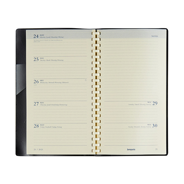 Brepols Notaplan Genova agenda semainier 2026 (1 semaine sur 2 pages) 4 langues - noir 262503 - 2