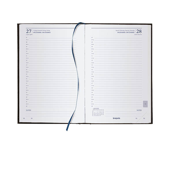 Offre : 10x Brepols Saturnus Luxe Lima 2027 agenda avec répartition par demi-heure (1 jour par page) 4 langues - noir 440359 - 2