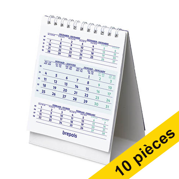 Offre : 10x Brepols calendrier de bureau 2027 (13 x 10,5 cm) 4 langues 440360 - 1