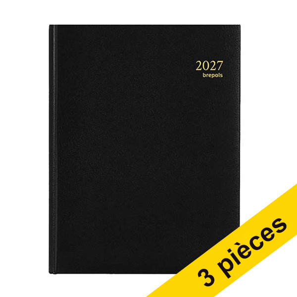 Offre : 3x Brepols Timing Lima agenda semainier 2027 format horaire (1 semaine par 2 pages) 4 langues - noir 440364 - 1