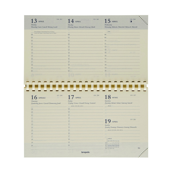 Brepols Omniplan recharge pour agenda semainier 2026 (1 semaine sur 2 pages) 6 langues 262424 - 1