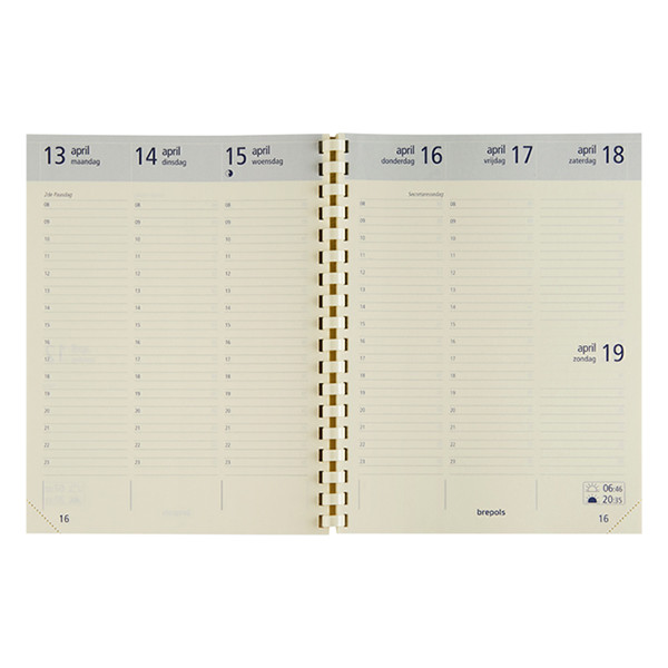 Brepols Optivision Trento large weekagenda 2025 met uurindeling antraciet (spiraal) NL 261460 - 2