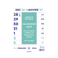 Brepols Optivision calendrier avec chiffres et lettres extra larges 2027 440229