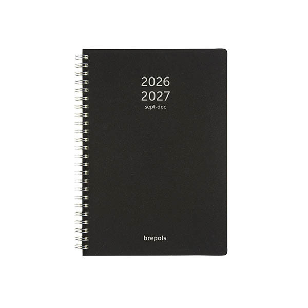 Brepols Polyprop 16 mois agenda semainier 2026-2027 (1 semaine par page) 4 langues - noir 440187 - 1