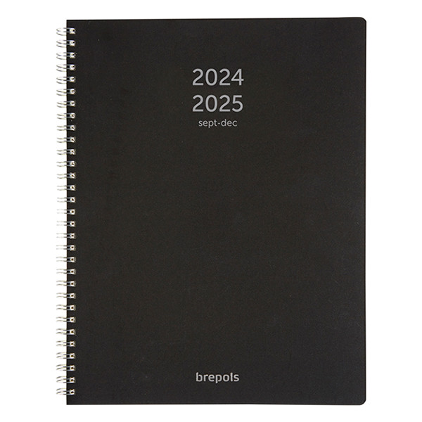 Brepols Polyprop agenda 16 mois A4 avec planning semainier 2024-2025 (1 semaine 2 pages) 4 langues - noir 261373 - 1
