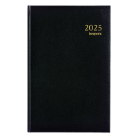 Brepols Saturnus Lima agenda journalier 2025 avec division par heure (2 jours par page) 4 langues - noir 261444