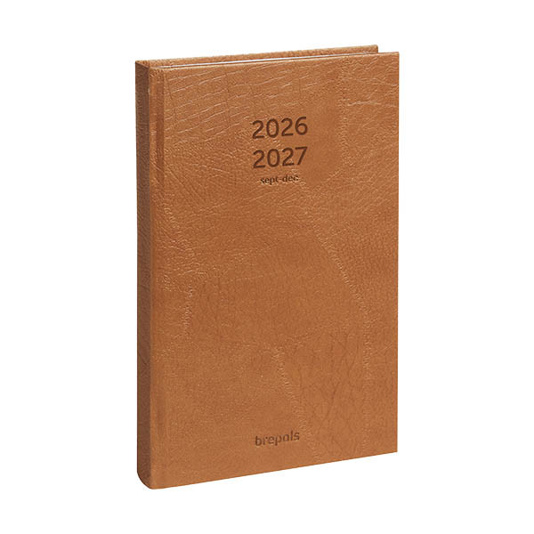 Brepols Saturnus Lucca agenda 16 mois 2026-2027 répartition par heure (1 jour par page) 4 langues - marron 440174 - 1