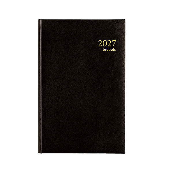 Brepols Saturnus Luxe Lima 2027 agenda avec divisions par demi-heure (1 jour par page) 4 langues - noir 440206 - 1