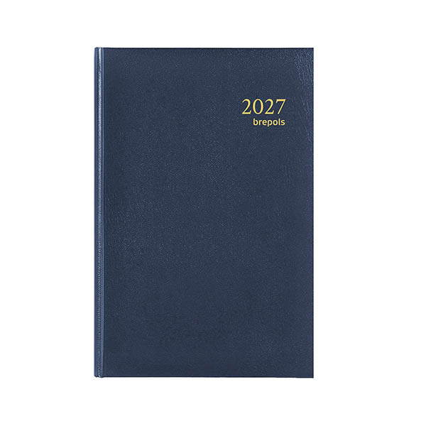 Brepols Saturnus Luxe Lima agenda journalier 2027 avec répartition par demi-heure (1 jour par page) 4 langues - bleu 440208 - 1