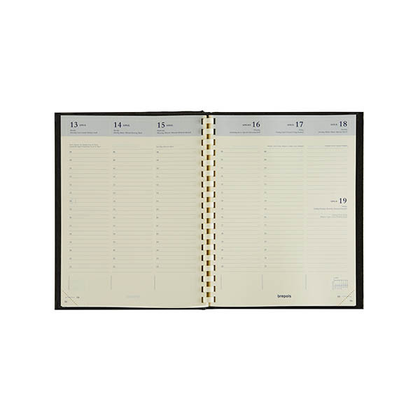 Brepols Timing Calpe agenda format horaire 2027 (1 semaine par 2 pages) 6 langues - noir 440289 - 2