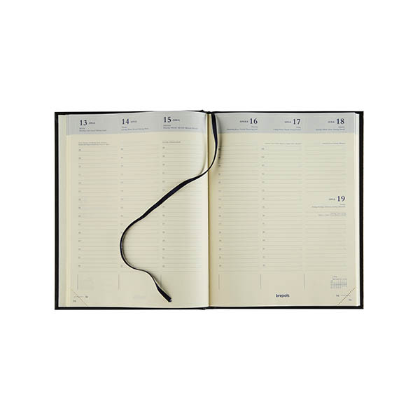 Brepols Timing Lima 2027 agenda semainier avec répartition par heure (1 semaine par 2 pages) 6 langues - noir 440215 - 2