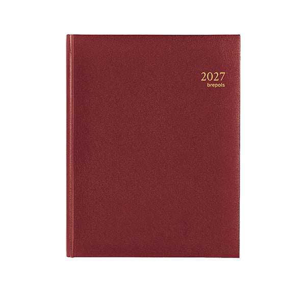 Brepols Timing Lima agenda semainier avec affichage horaire 2027 (1 semaine par 2 pages) 6 langues - bordeaux 440216 - 1
