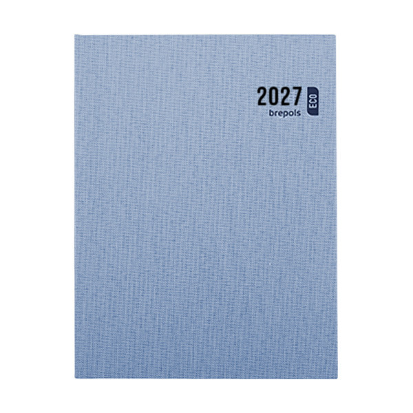 Brepols Timing Toile Ocean agenda hebdomadaire format horaire 2027 (1 semaine par 2 pages) 6 langues - bleu ciel 440284 - 1