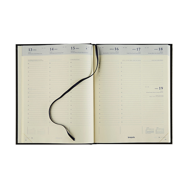 Brepols Timing Toile Ocean agenda semainier 2026 avec répartition par heure (1 semaine sur 2 pages) 6 langues - bleu 262462 - 2