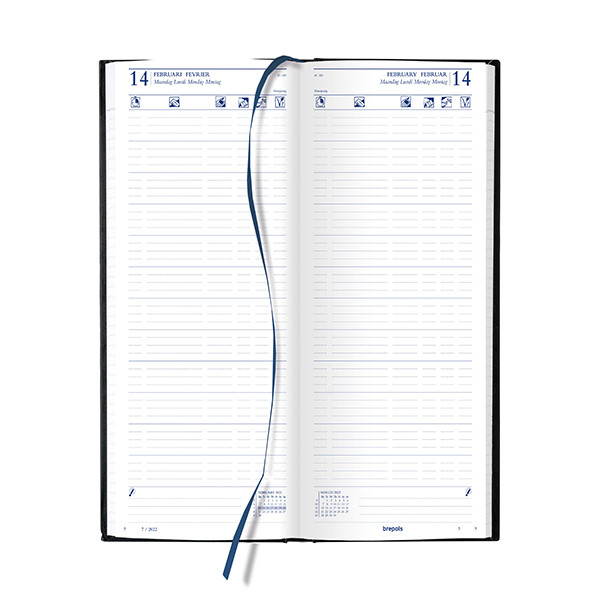 Brepols agenda de restauration 2026 (1 jour sur 2 pages) 4 langues - noir 262446 - 2