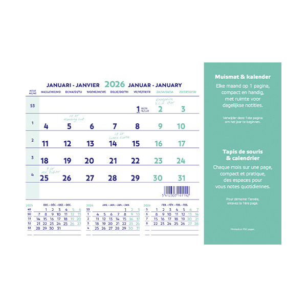Brepols calendrier tapis de souris 2026 4 langues 262517 - 1