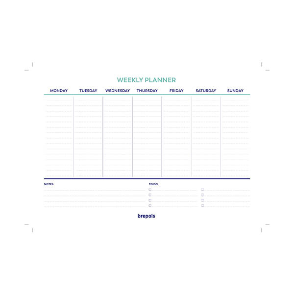 Brepols planning semainier non daté (56 feuilles) ANGL - bleu clair 440240 - 2
