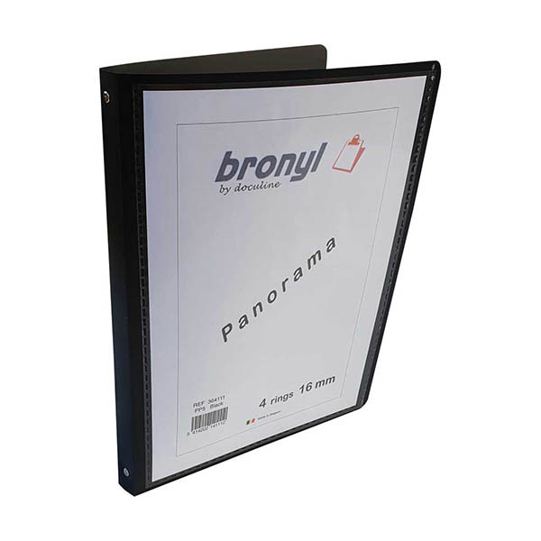 Bronyl classeur personnalisable avec 4 anneaux en O 16 mm - noir 440408 - 2