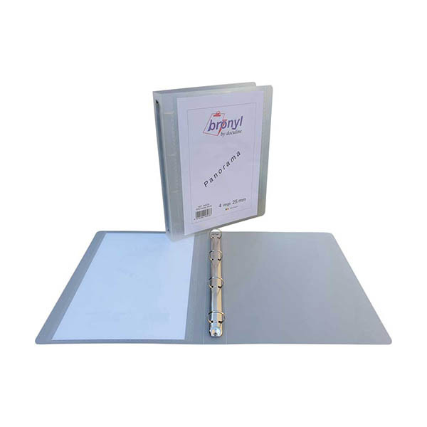 Bronyl classeur personnalisable avec 4 anneaux en forme de O 25 mm - blanc transparent 440416 - 1