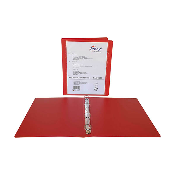 Bronyl classeur personnalisable avec 4 anneaux en forme de O 25 mm - rouge 440413 - 1