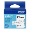 Brother Btag-135 ruban non laminé 12 mm (d'origine) - blanc sur transparent