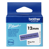 Brother Btag-F31 ruban non laminé 12 mm (d'origine) - noir sur violet 080360