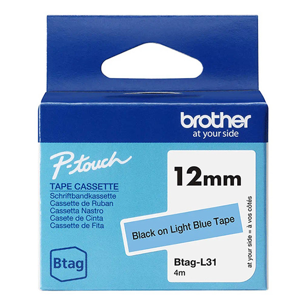 Brother Btag-L31 ruban non laminé 12 mm (d'origine) - noir sur bleu clair 080366 - 1