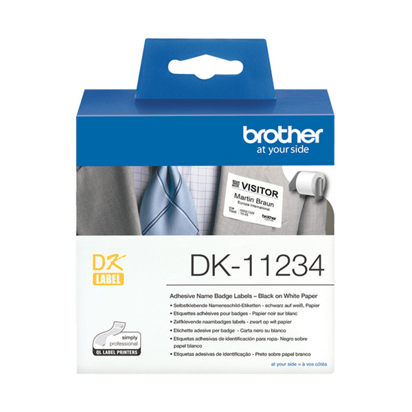 Brother DK-11234 étiquettes autocollantes pour badges (d'origine) - noir sur blanc 350552 - 1