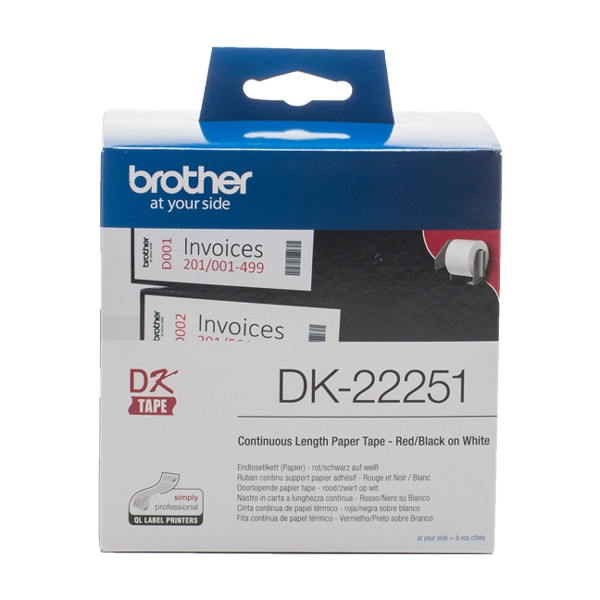 Brother DK-22251 rouleau de papier continu (d'origine) - rouge/noir sur blanc 080776 - 1