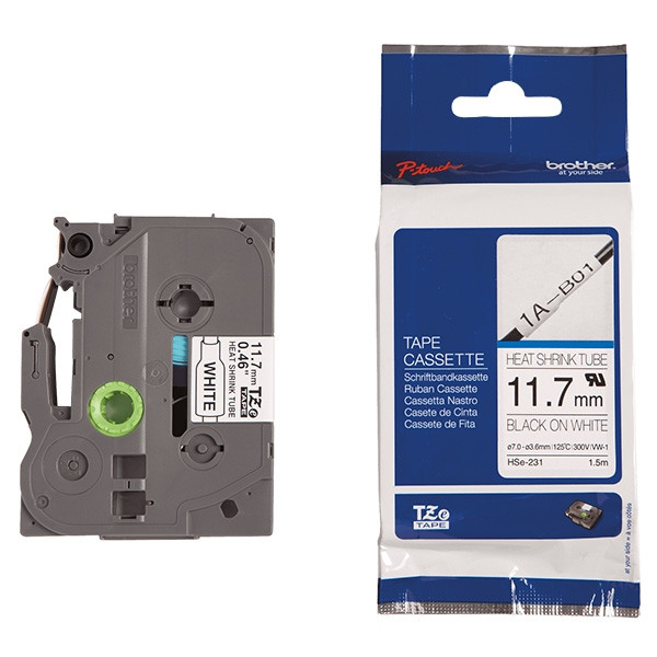 Brother HSe-231 cassette à ruban thermorétractable 12 mm (d'origine) - noir sur blanc 088886 - 1
