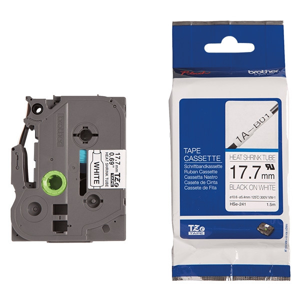 Brother HSe-241 cassette à ruban thermorétractable 18 mm (d'origine) - noir sur blanc 088888 - 1