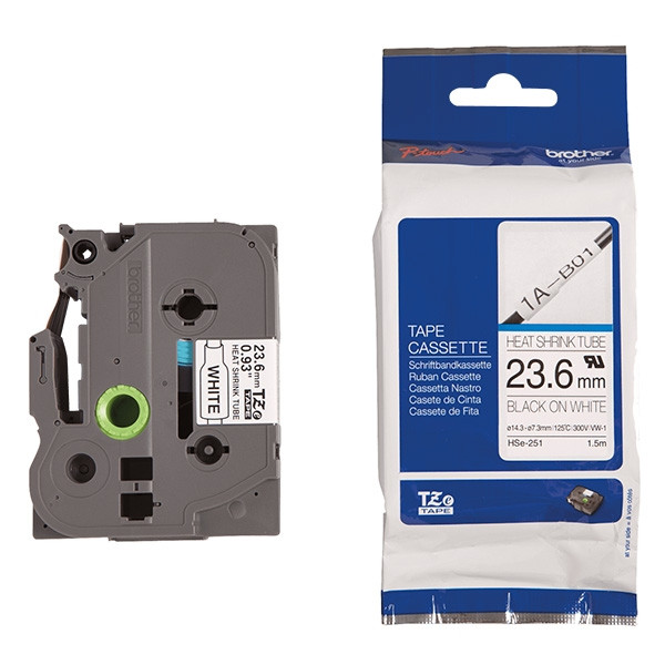 Brother HSe-251 cassette à ruban thermorétractable 24 mm (d'origine) - noir sur blanc 088890 - 1