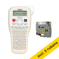 Brother PT-H101C système de lettrage édition limitée + 5 rubans - noir sur transparent 350114
