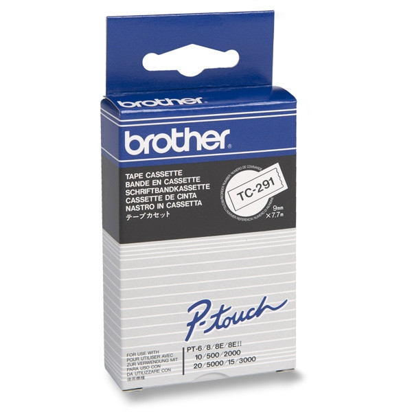 Brother TC-291 'extrême' cassette à ruban 9 mm (d'origine) - noir sur blanc 080500 - 1