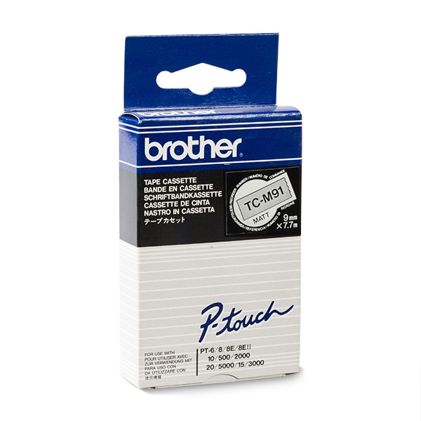 Brother TC-M91 'extrême' cassette à ruban 9 mm (d'origine) - noir sur transparent 088822 - 1