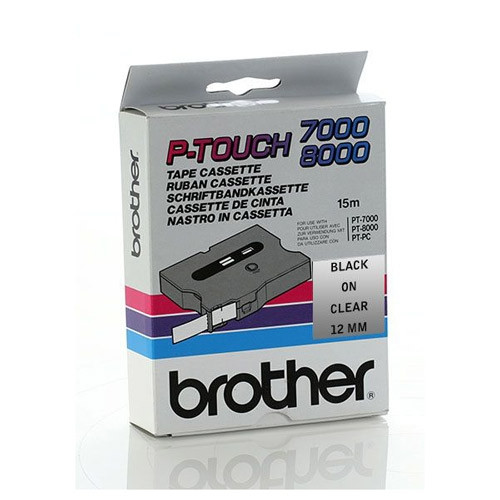 Brother TX-131 cassette à ruban 'extrême' 12 mm (d'origine) - noir sur transparent brillant 080319 - 1